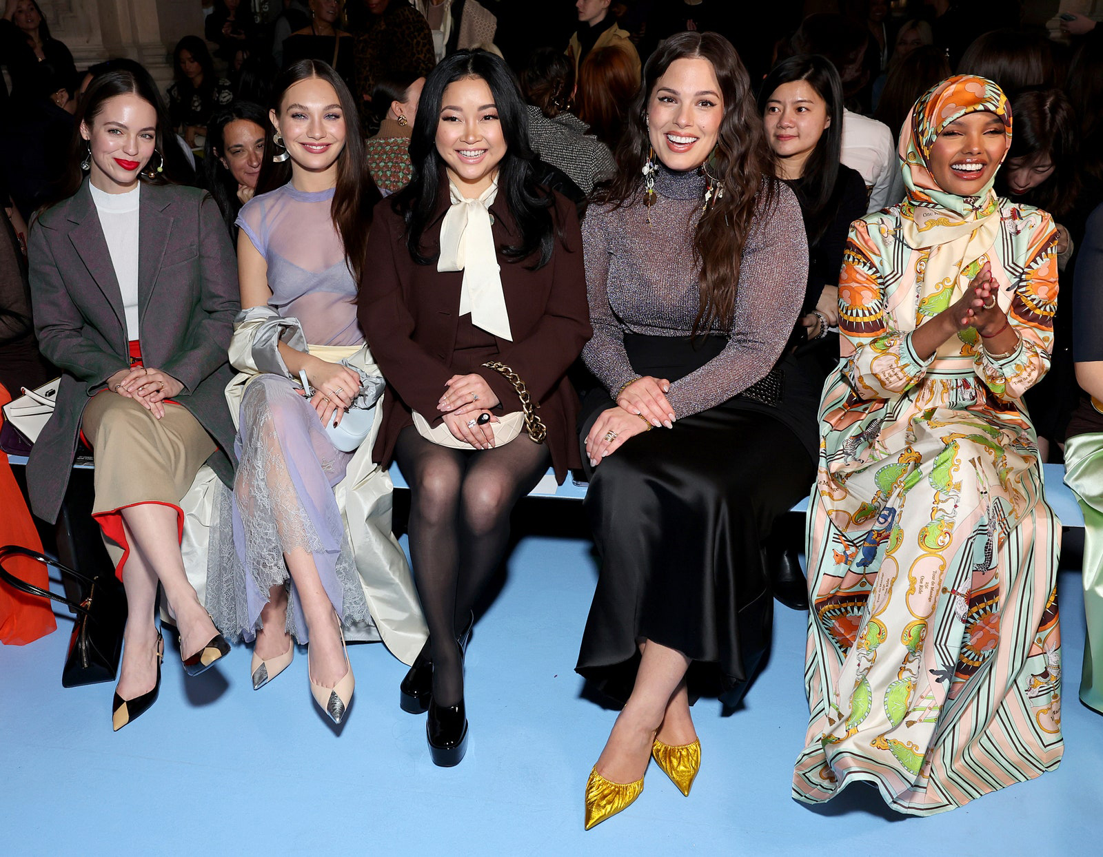 Claudia Sulewski, Maddie Ziegler, Lana Condor, Ashley Graham, and Halima Aden at Tory Burch