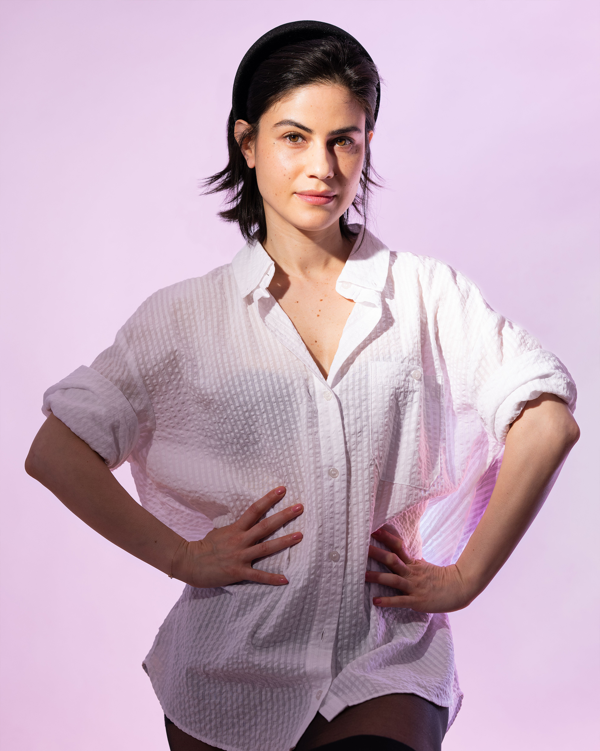 Ana Cruz Kayne wearing a white polo