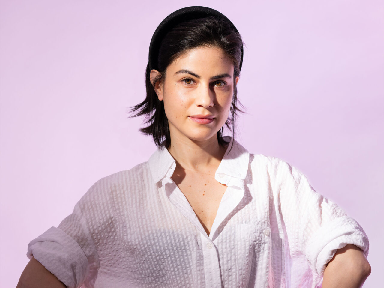 Ana Cruz Kayne wearing a white polo