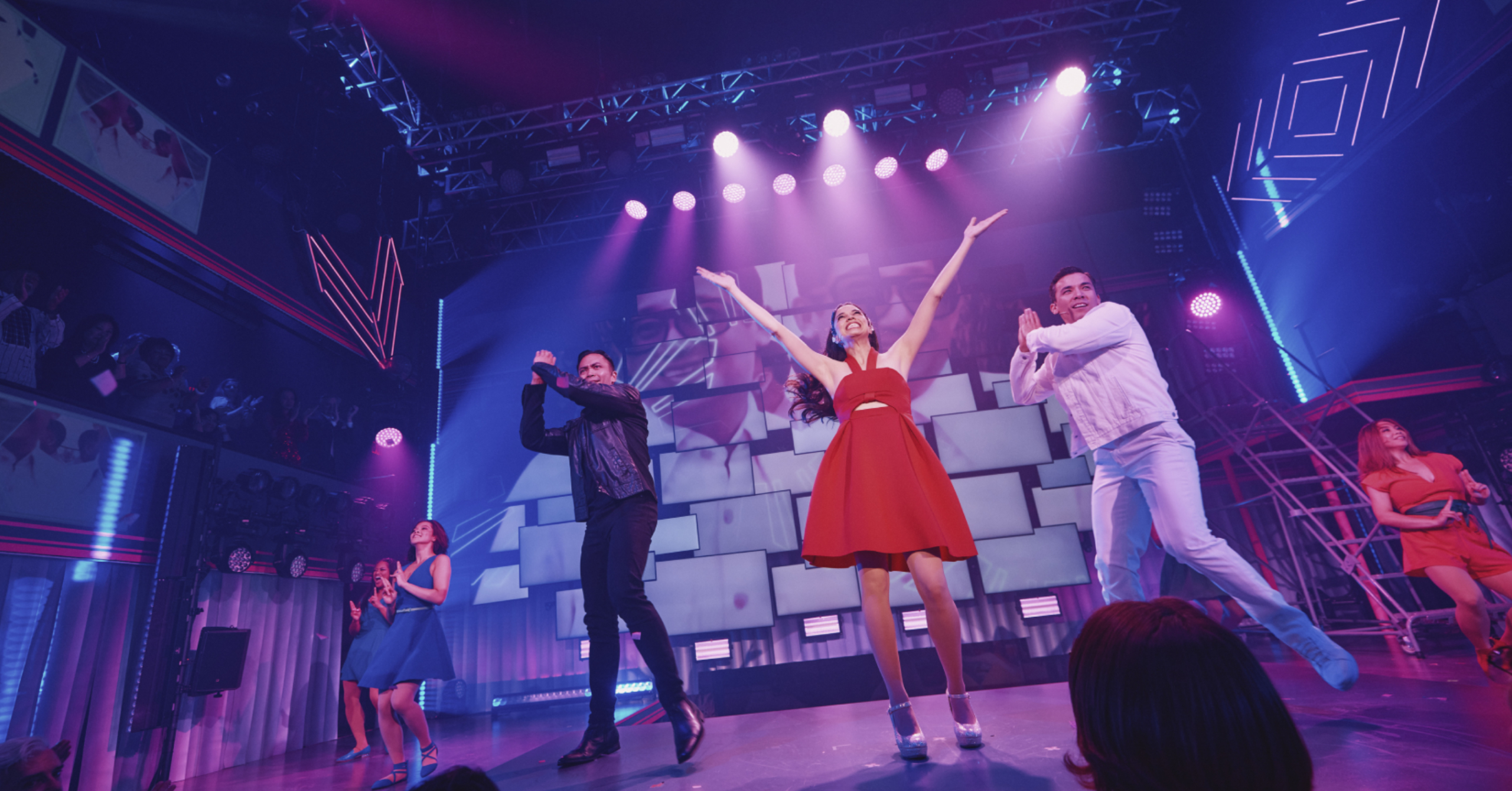 The cast of Here Lies Love on opening night