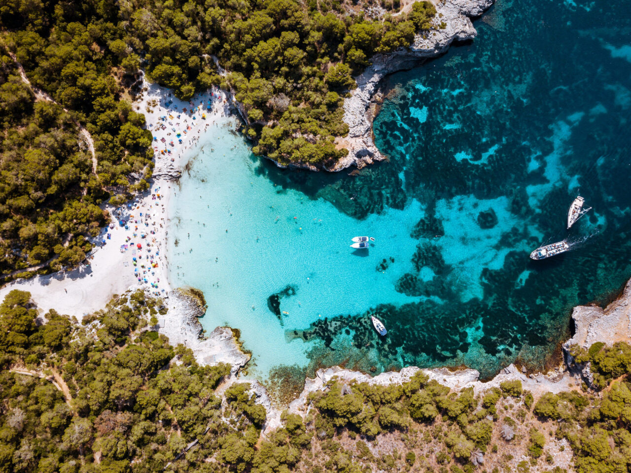 A view of Cala Turqueta beach on Menorca.