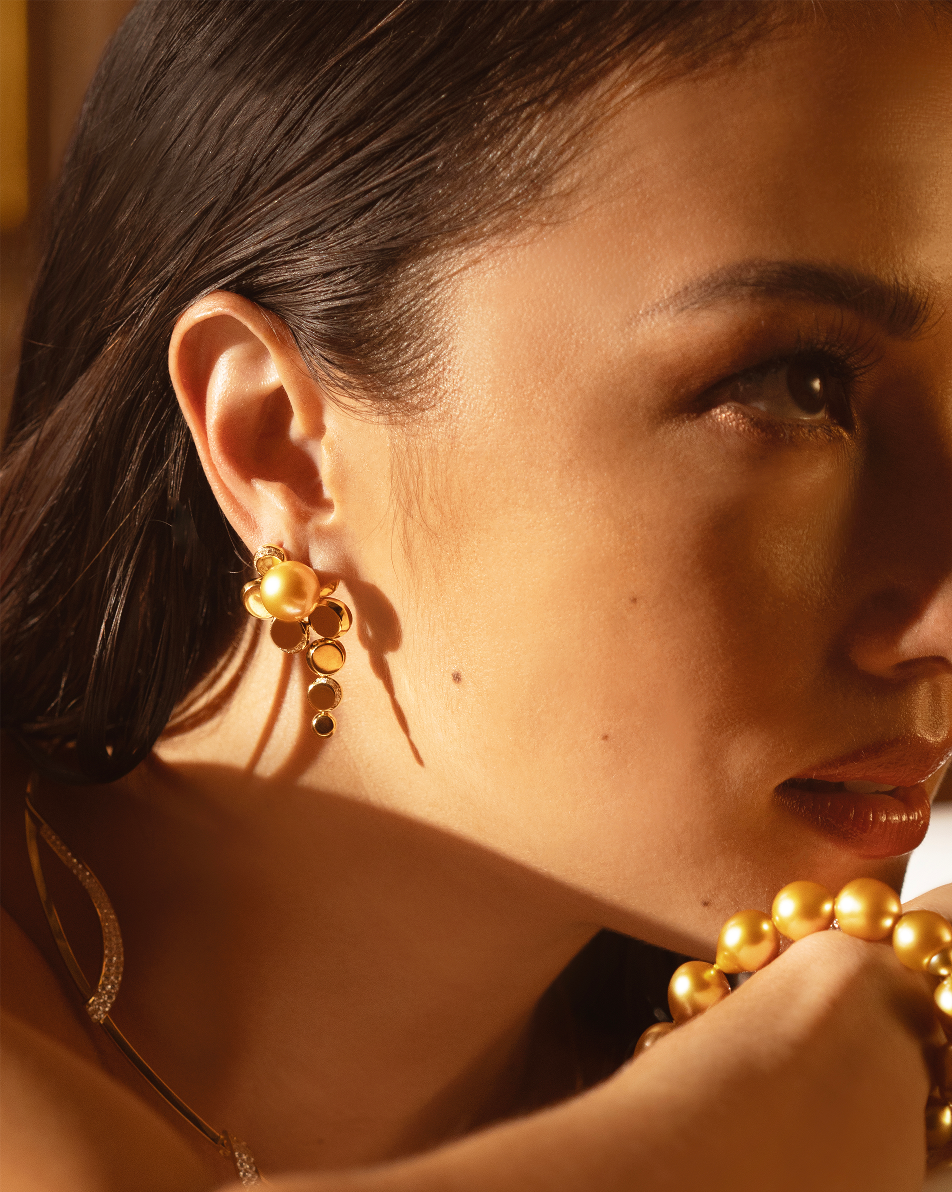 Solenn Heussaff wearing the sequins dangling earrings.