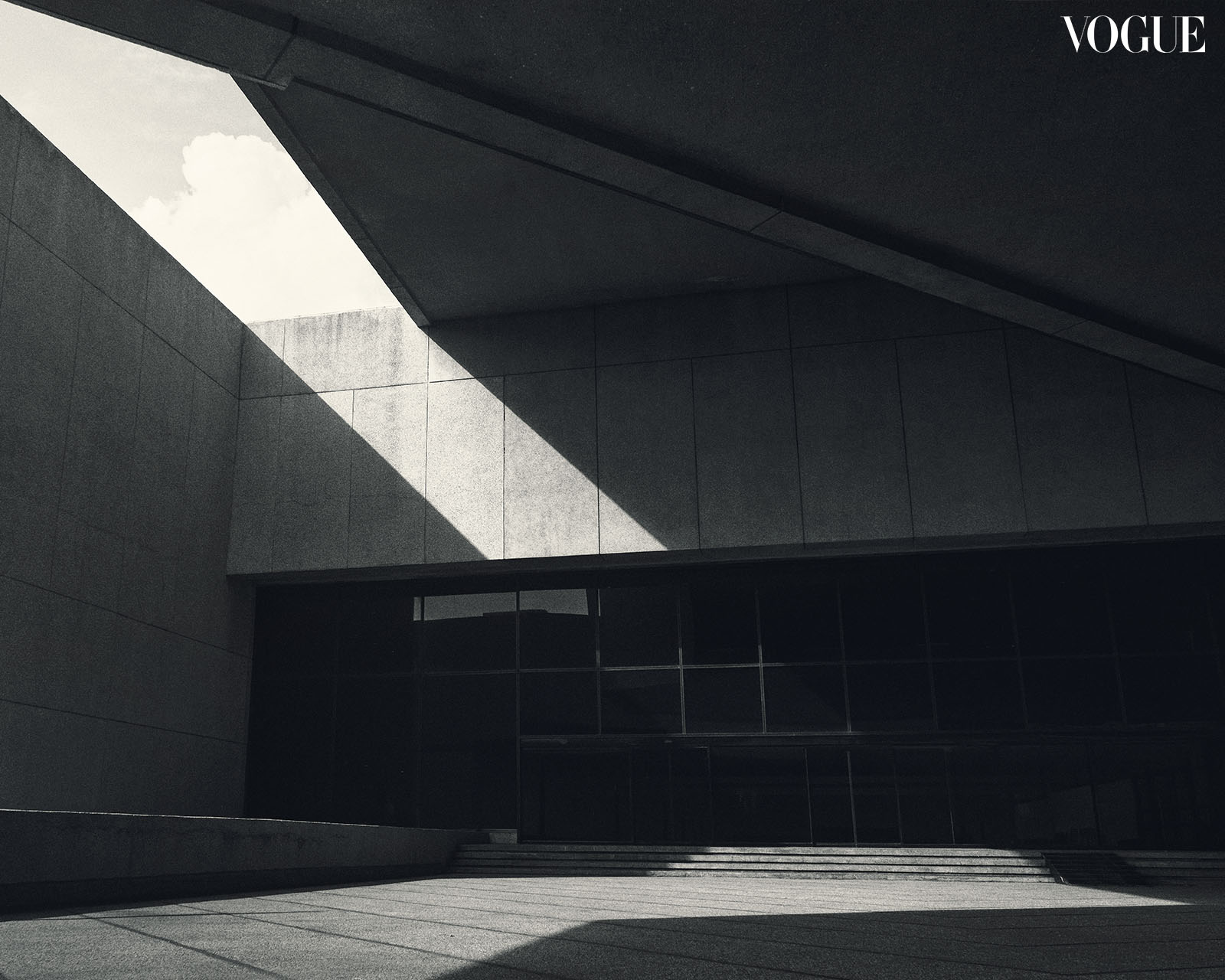 Geometric lines and shapes of the PICC building.