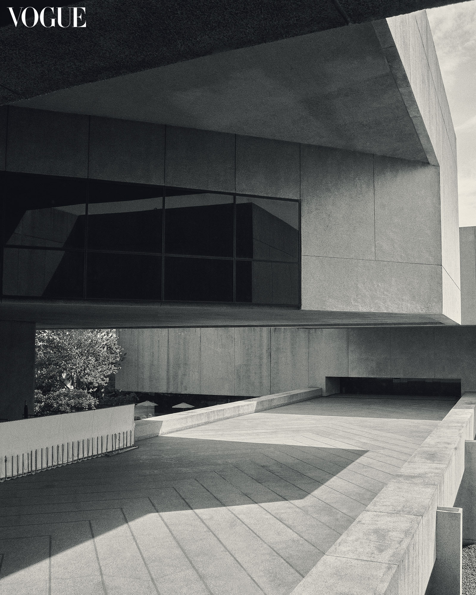 Geometric lines and shapes of the PICC building.