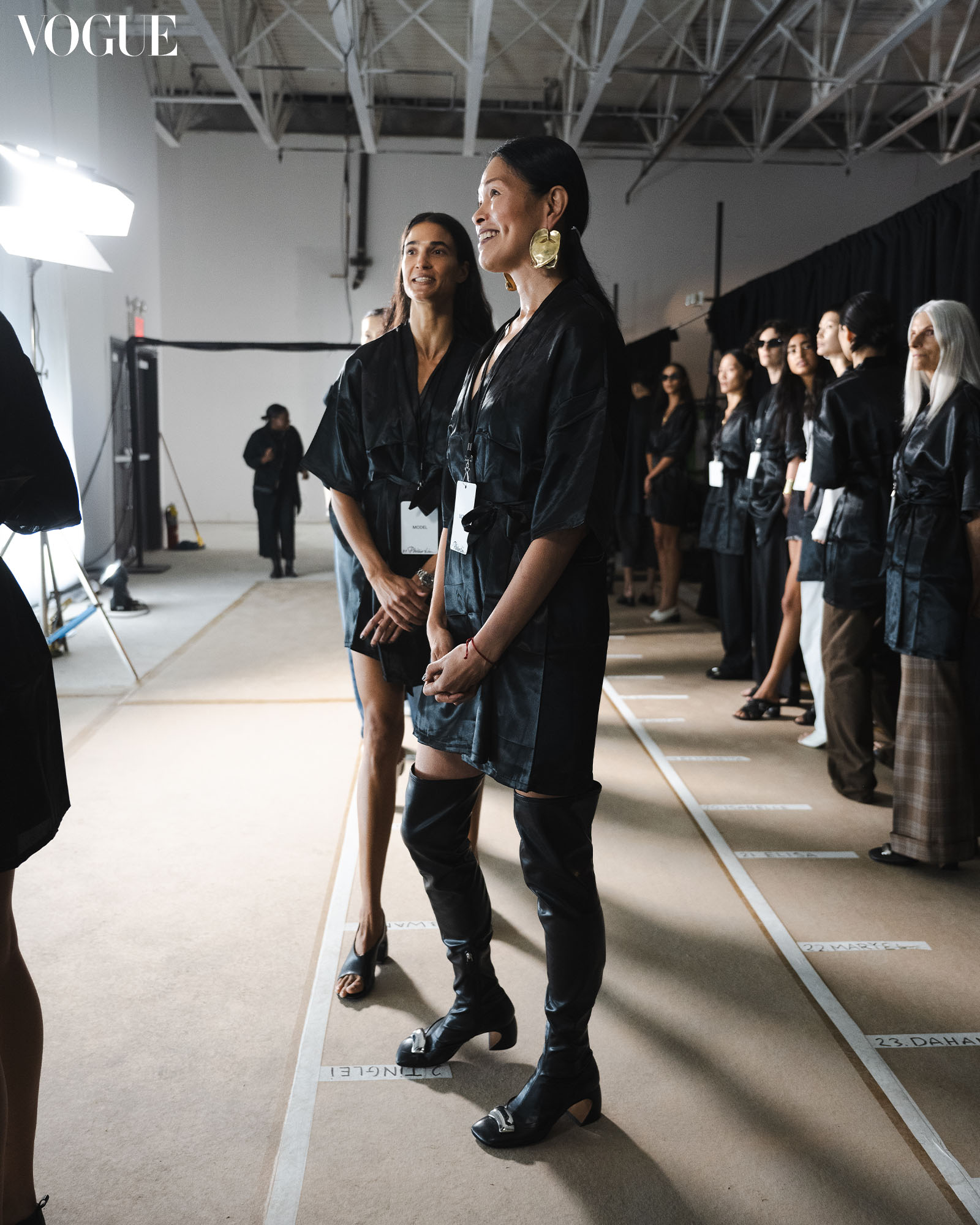 Eleanor Simon smiles as she models for Philip Lim at New York Fashion Week