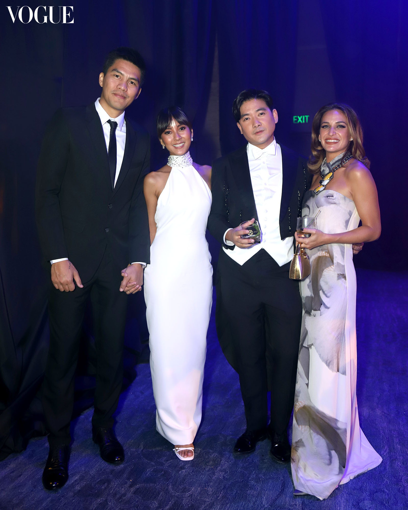 JC Intal Bianca Gonzalez Intal Tim Yap and Natalya Zobel posing at the photo wall at the Vogue Philippines Gala 2023