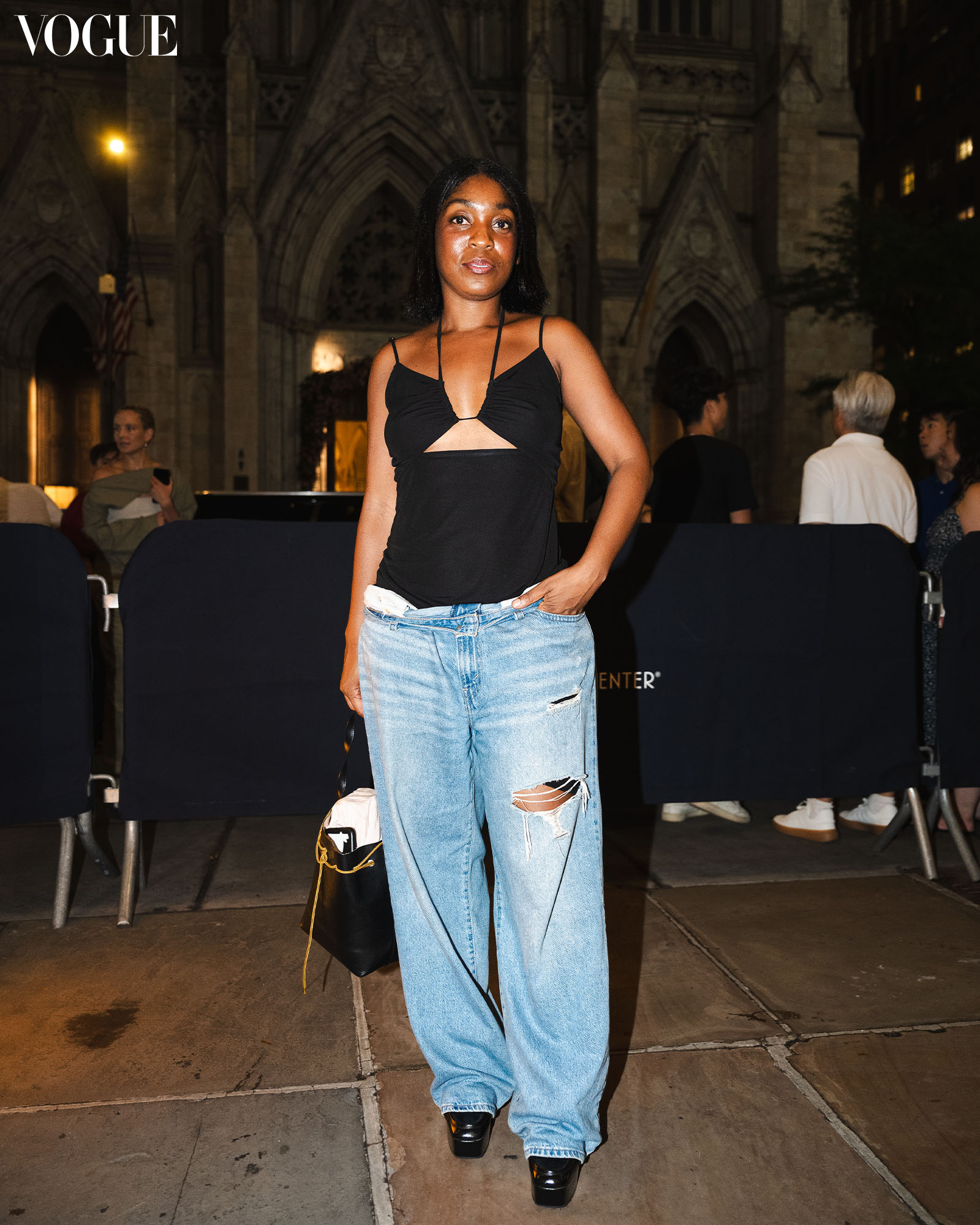 Rajni Jacques at Eckhaus Latta Spring 2024 at New York Fashion Week.
