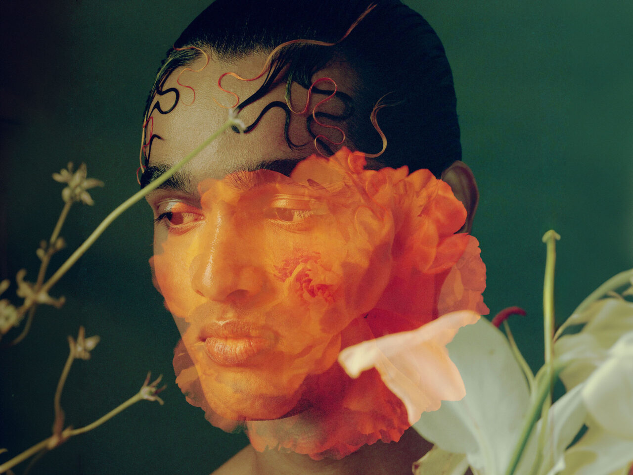 Artistic photo of Three As Four organic green curved dress photographed by Harold Julian.