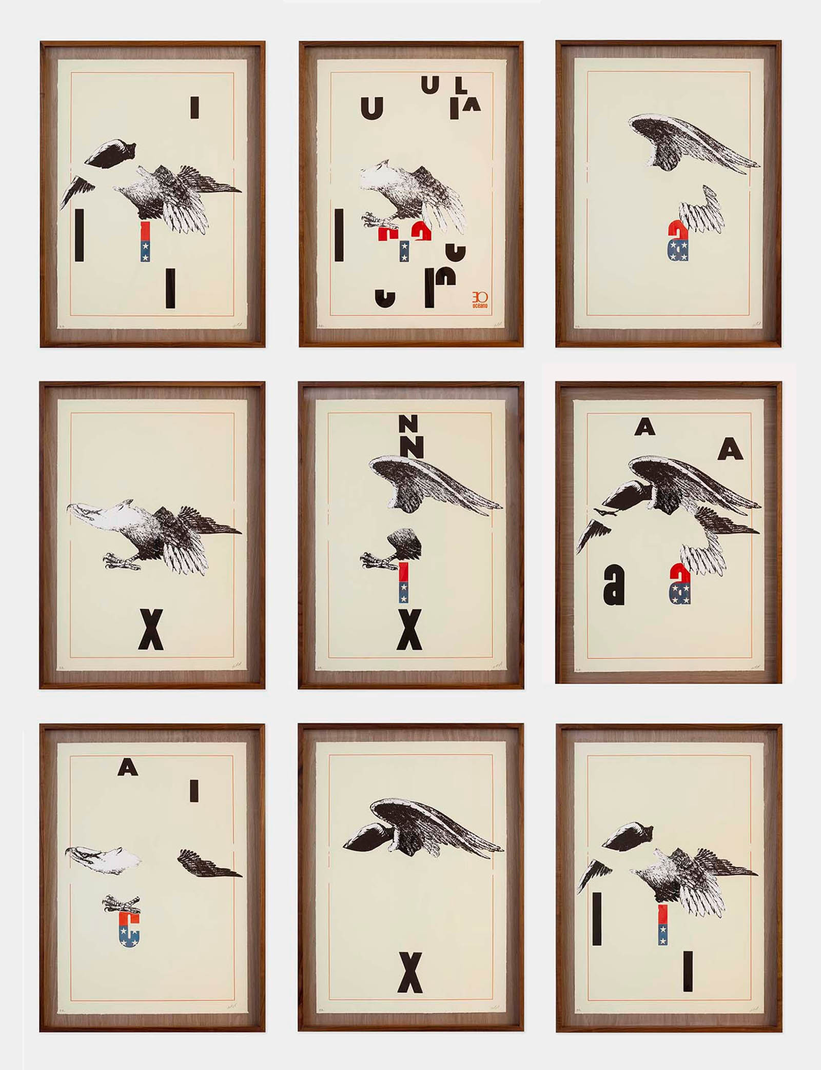 Yoshua Okón, Miasma, 2017. Polyptych of 9 lithographs Photo: Courtesy of Proyectos Monclova