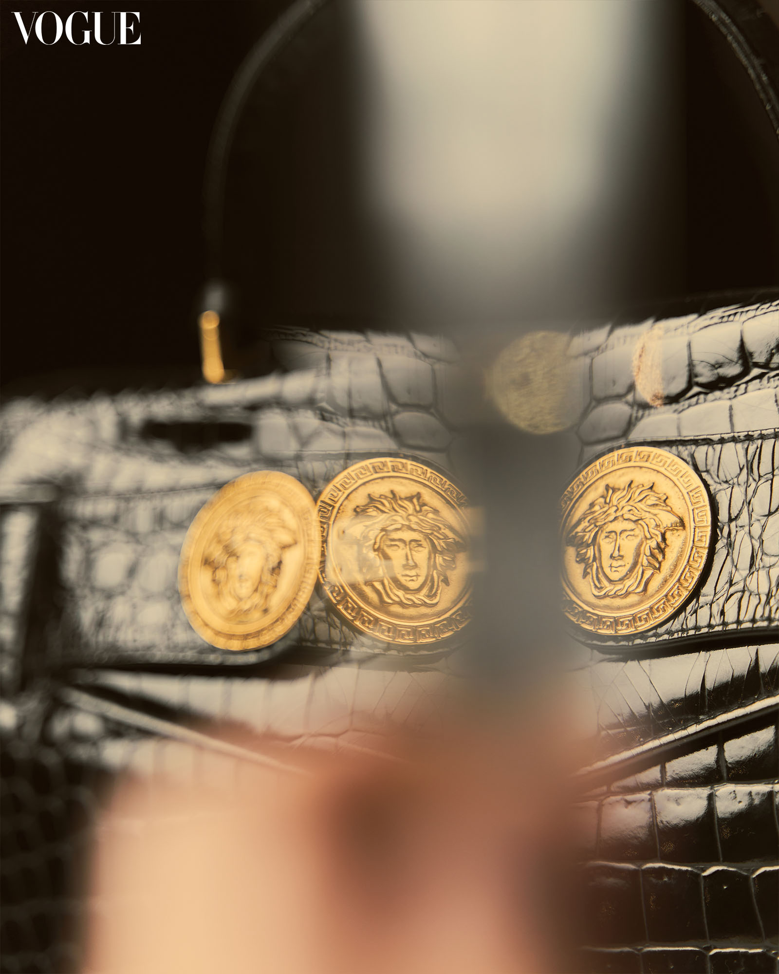 Details of Heart Evangelista’s vintage Versace handbag.