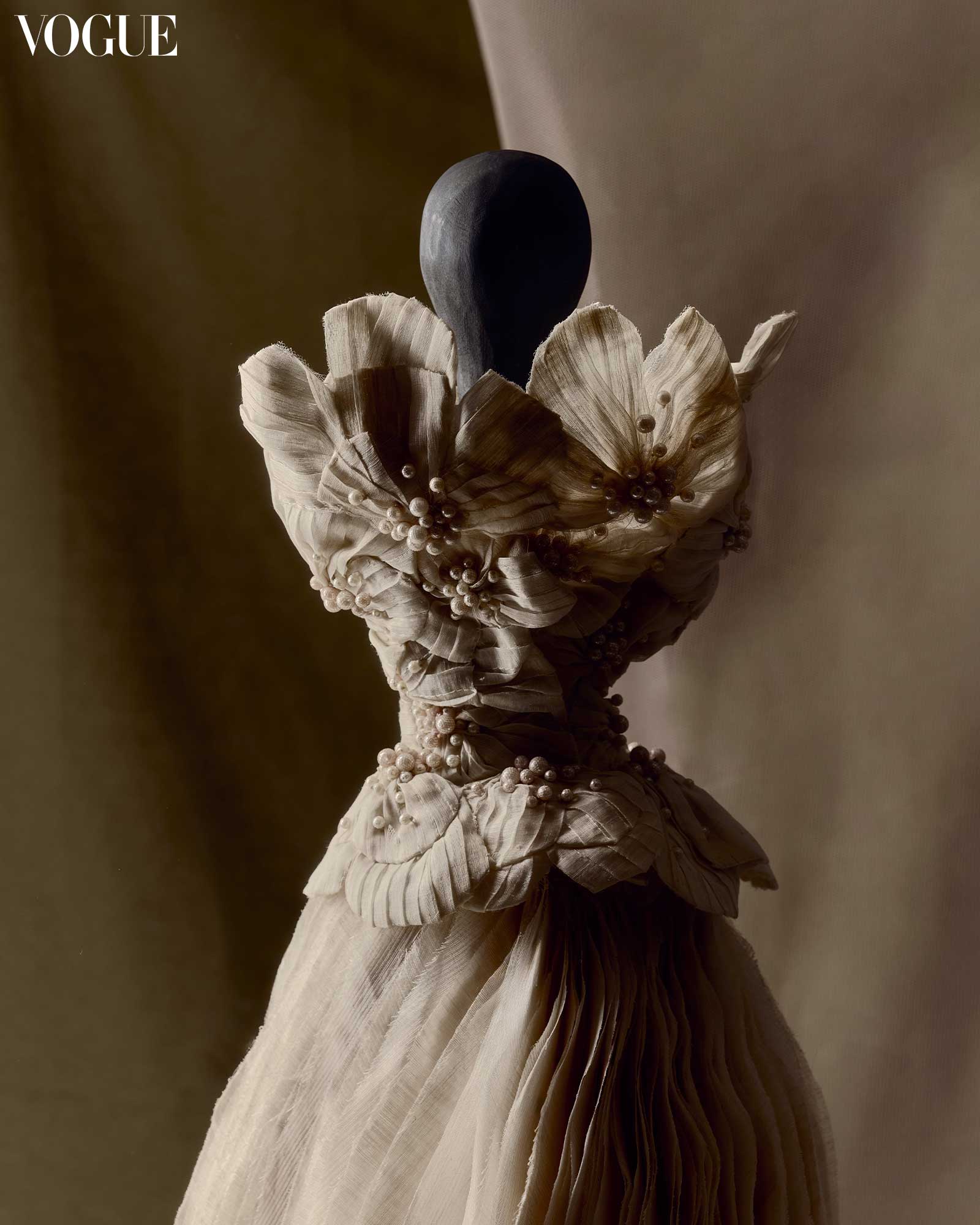 Mark Bumgarner floral pearl piña and abaca textiles dress Vogue Threads