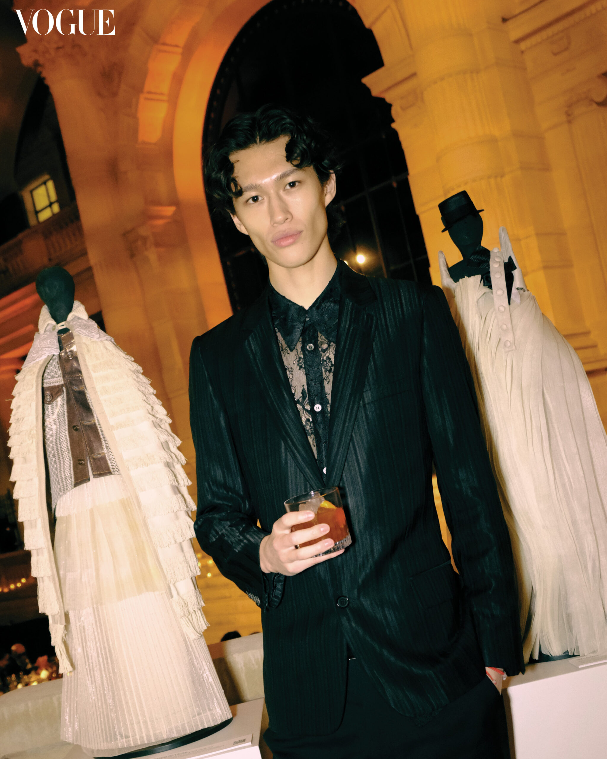 Mathieu Simoneau photographed among Ino Caluza's and Joey Samson's creations.