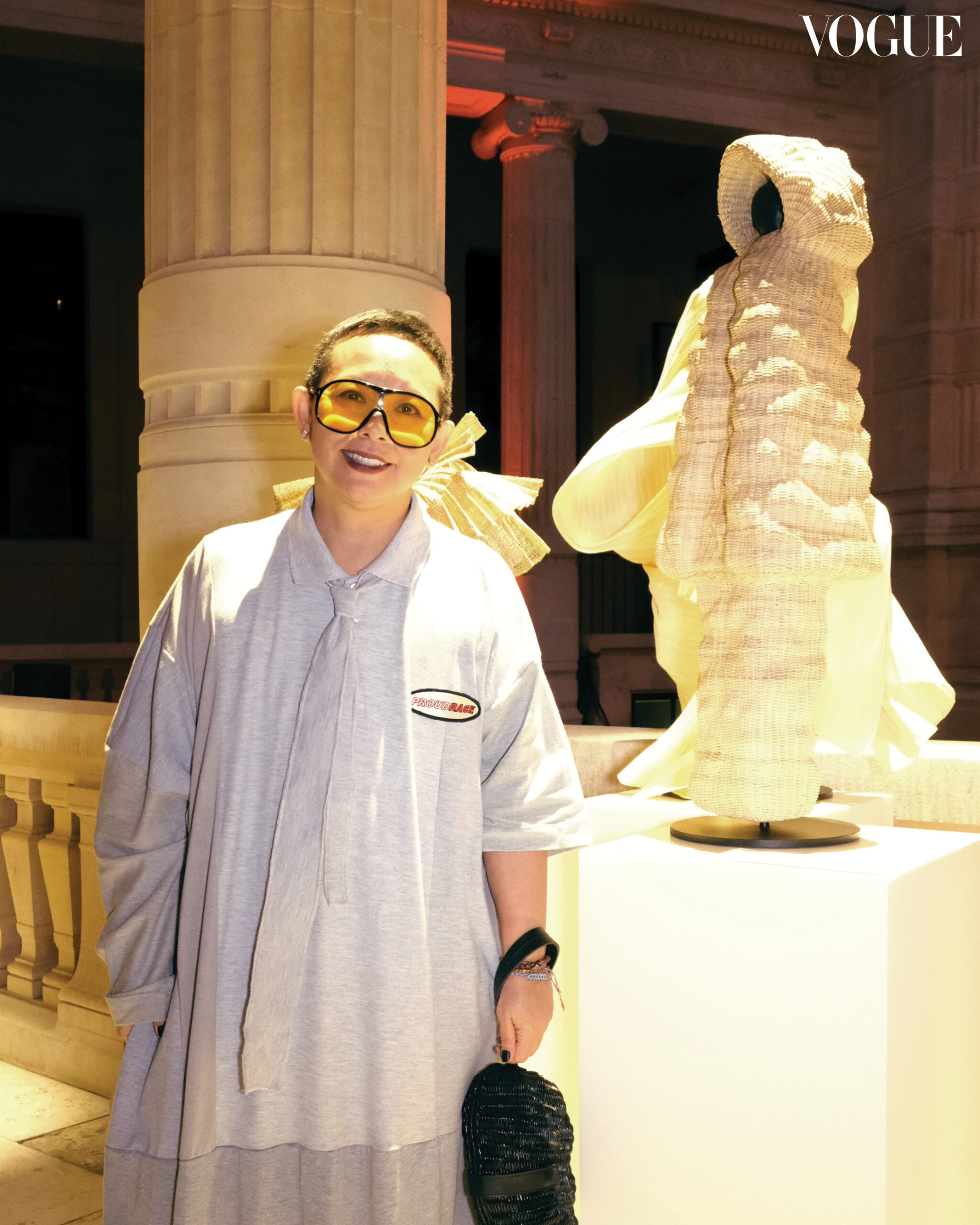 Rita Nazareno and her rain-gear inspired design at Vogue Threads.