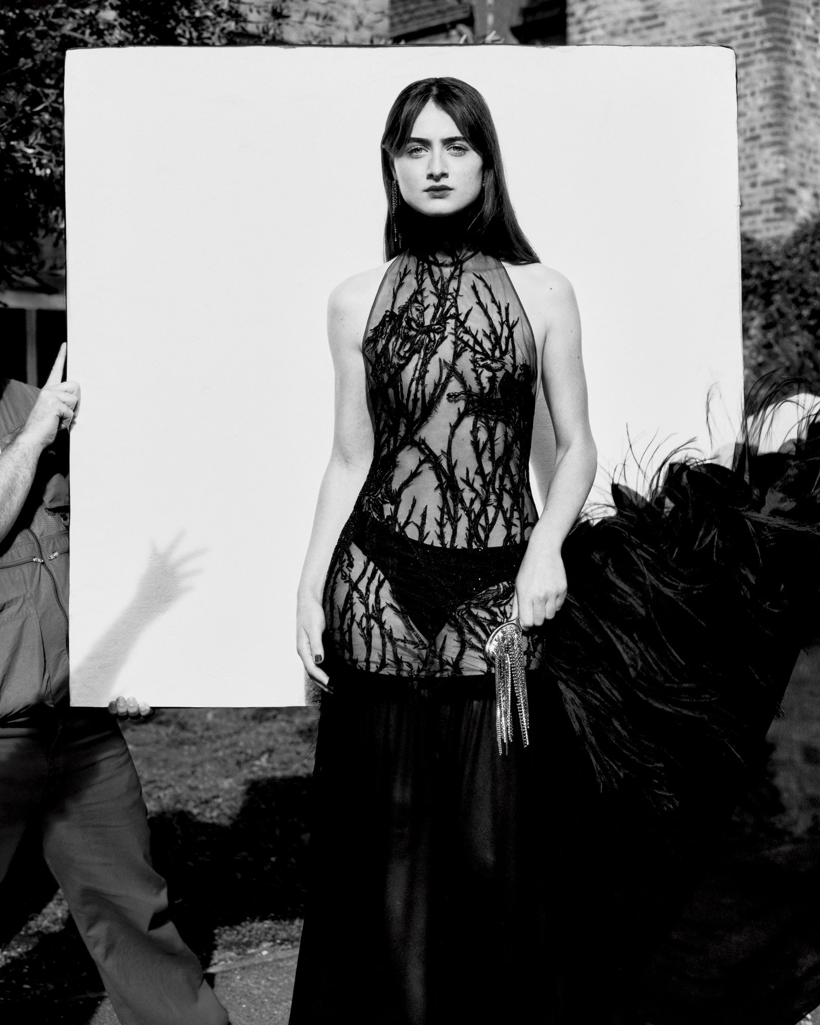 Actor Raffey Cassidy wears Sean McGirr's Alexander Mcqueen