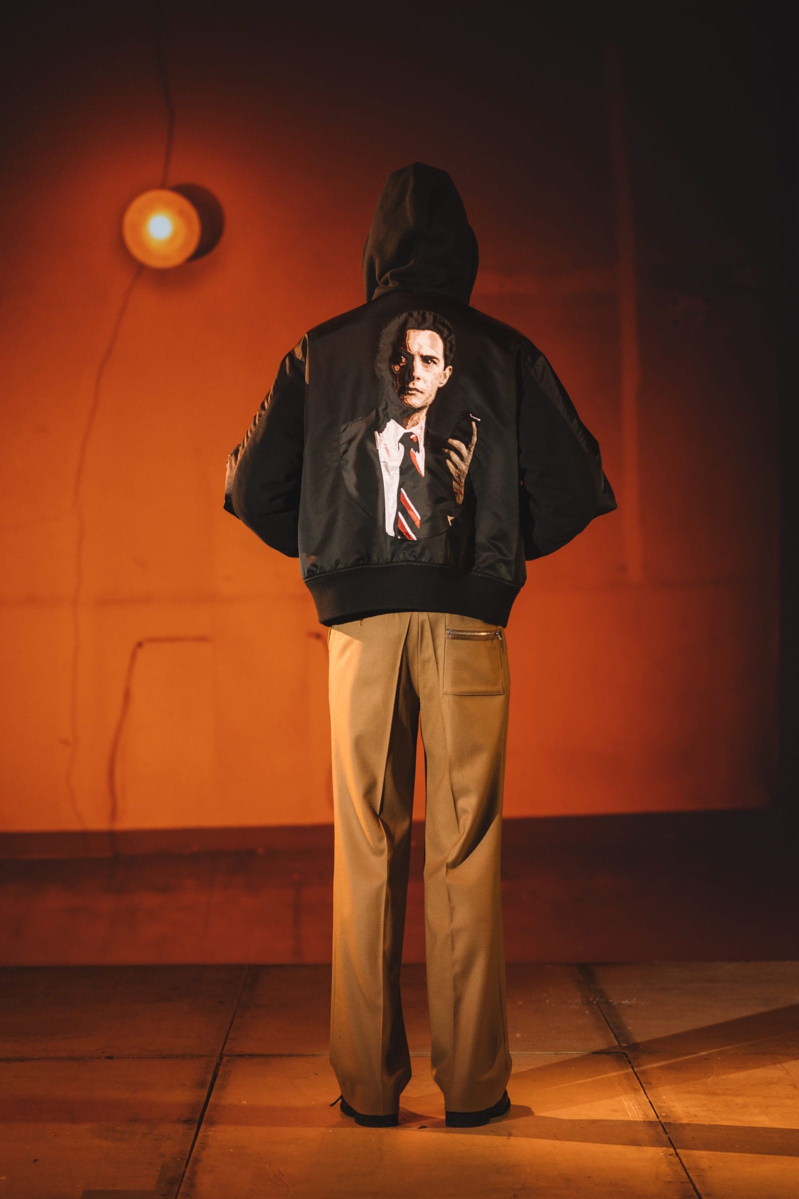 Agent Dale Cooper on an Undercover fall 2024 menswear bomber jacket