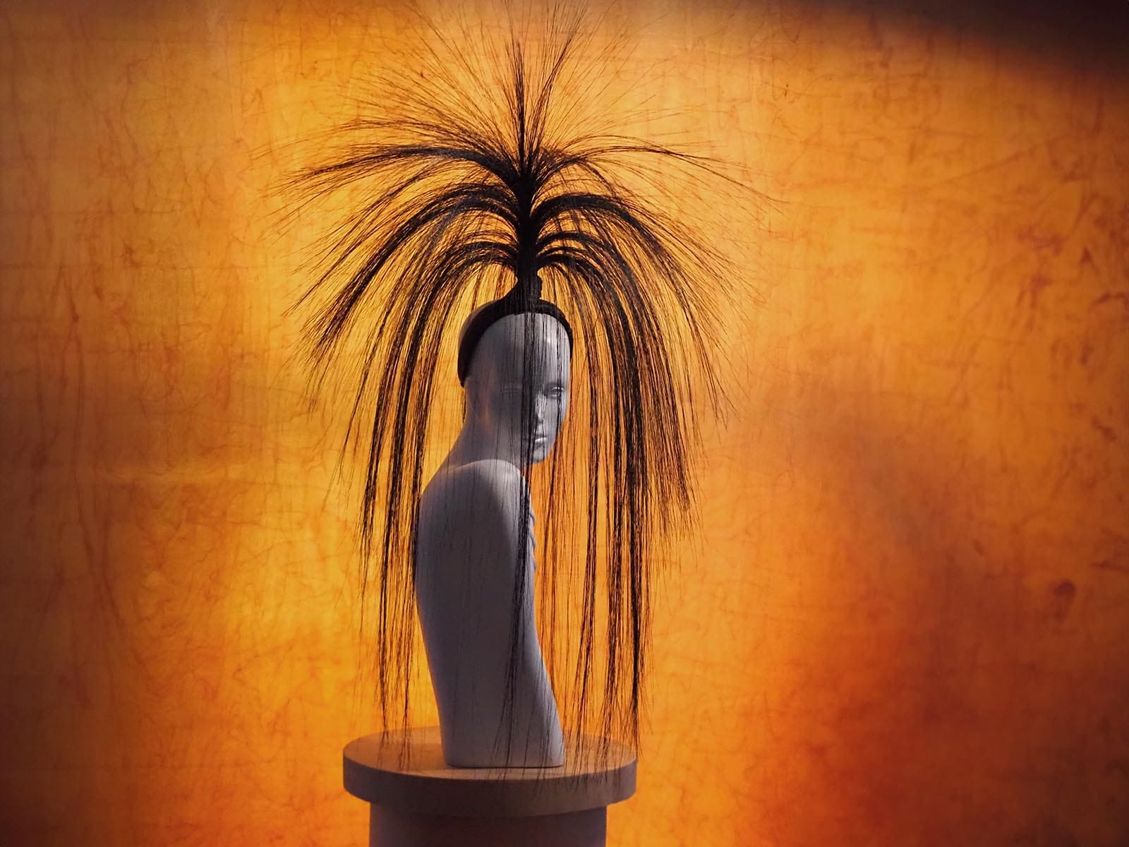 Jet Leather Headband with Nylon Fountain by Harvy Santos