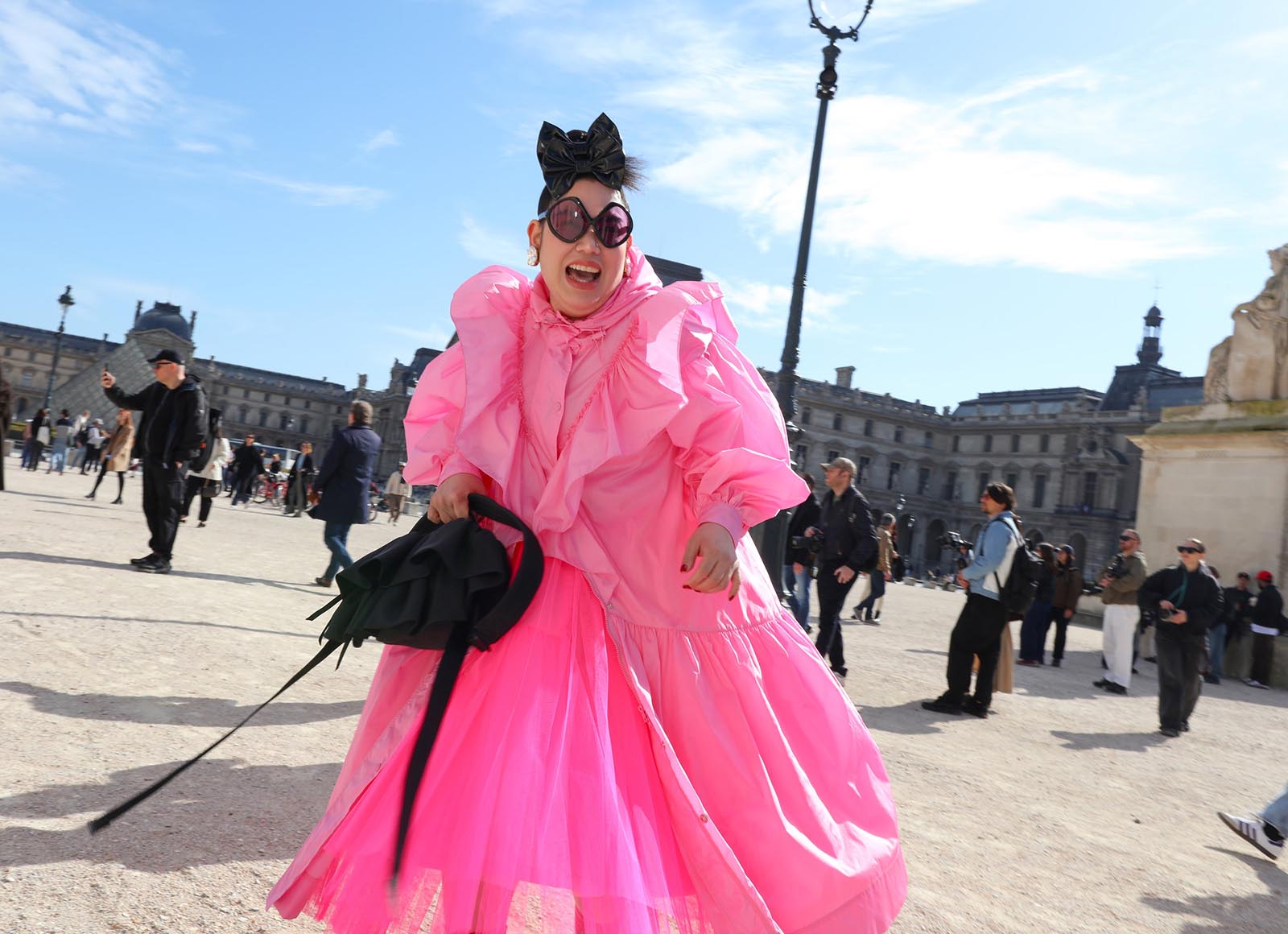 Paris Fashion Week Street Style Fall 2025 pink dress