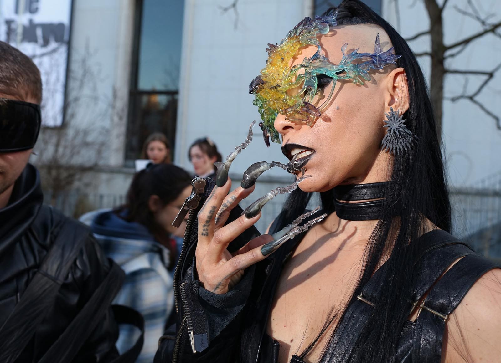 Paris Fashion Week Street Style Fall 2025 nails glasses