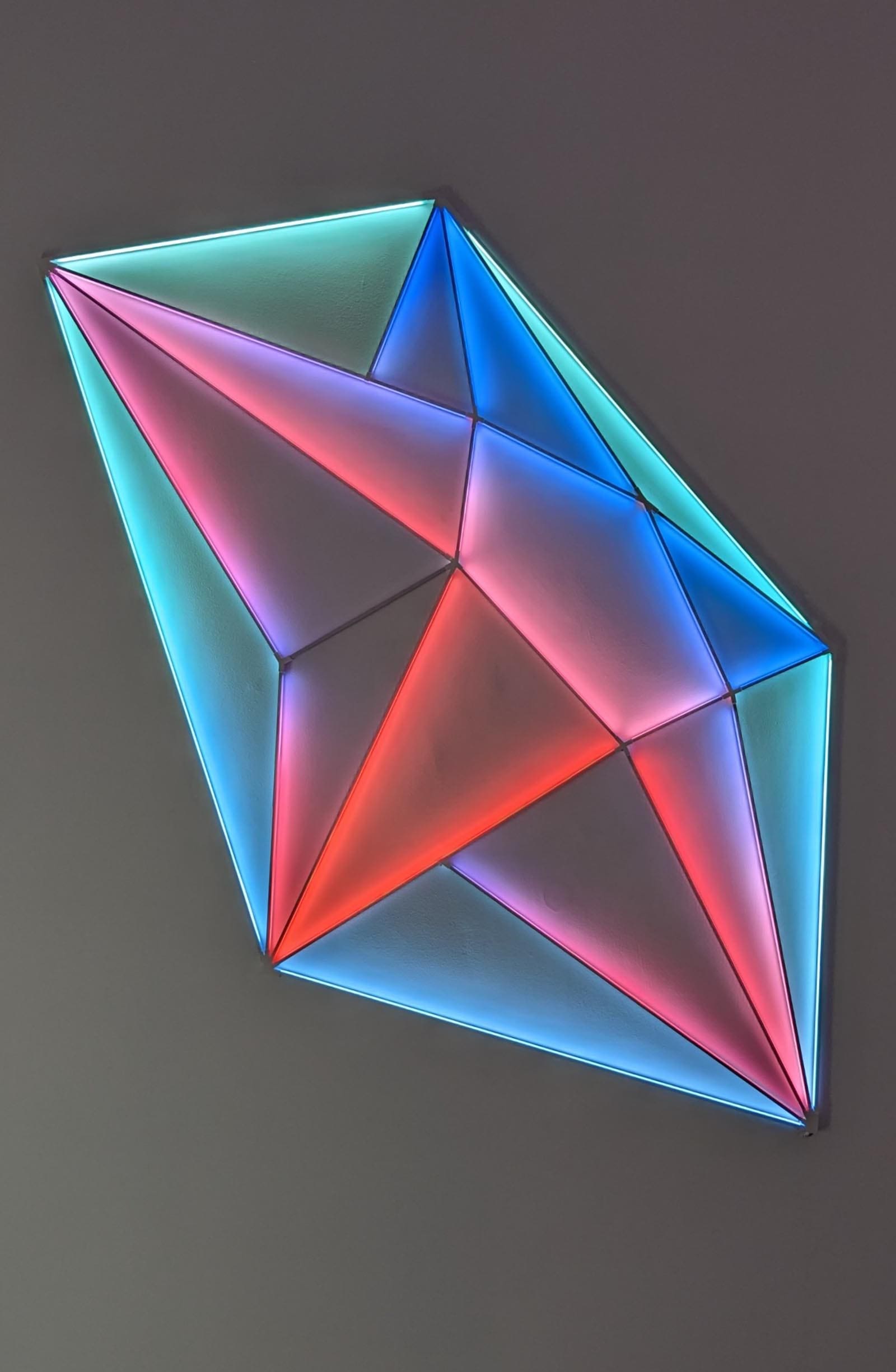 A reimagination of the traditional parol with various colored lights.