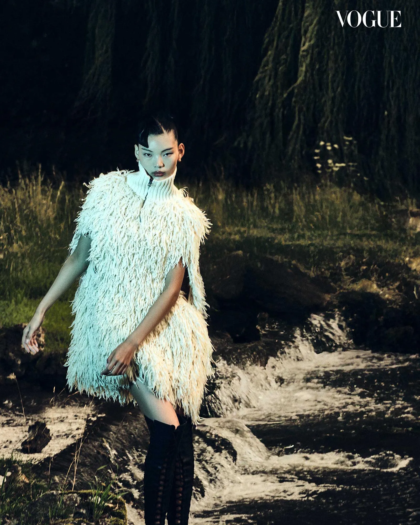 Fashion Editorial Asian Cinema Dior knitted dress and boots